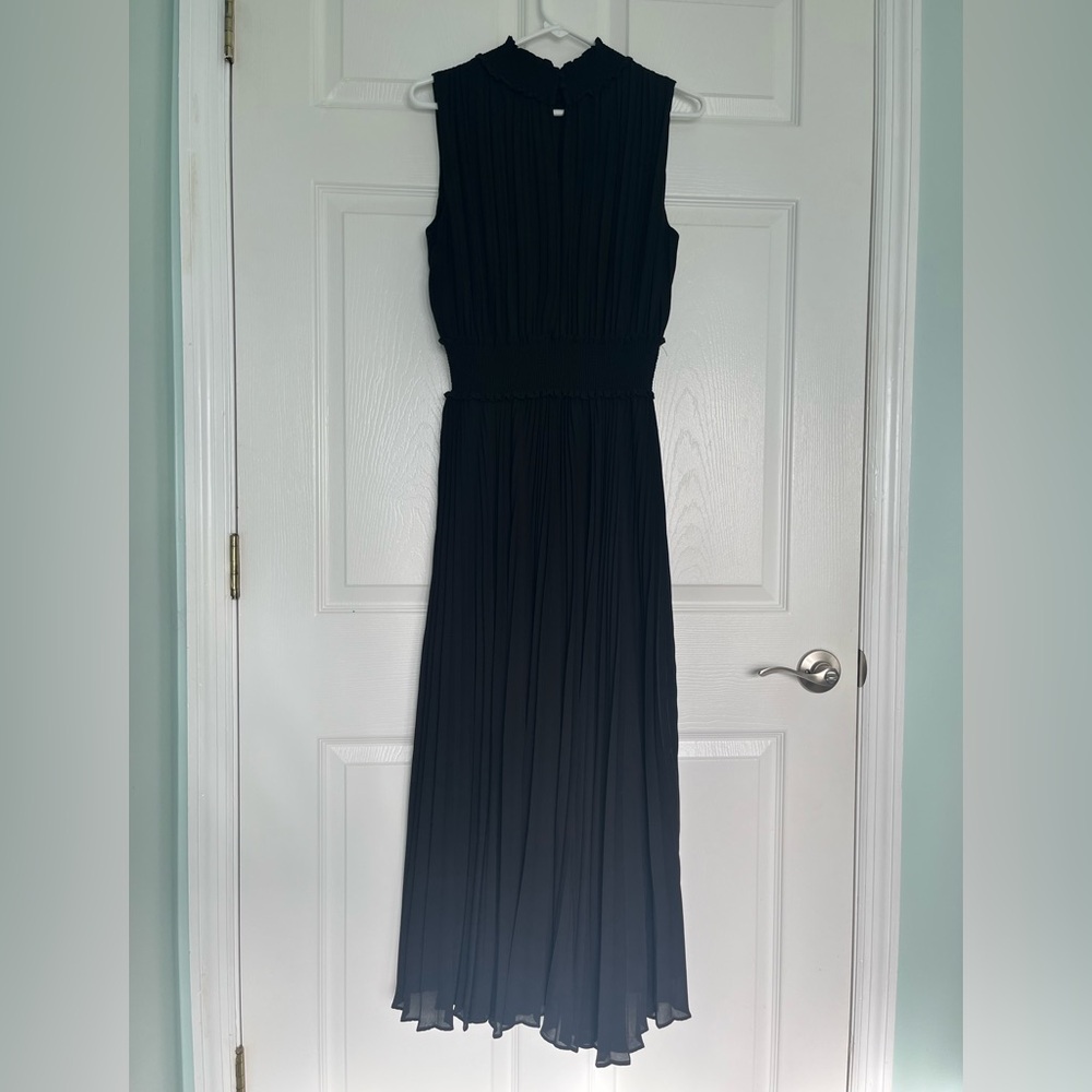 Nanette Lepore Black High Neck Ruffle Pleats Women's Maxi Dress Formal Party - Picture 7 of 15